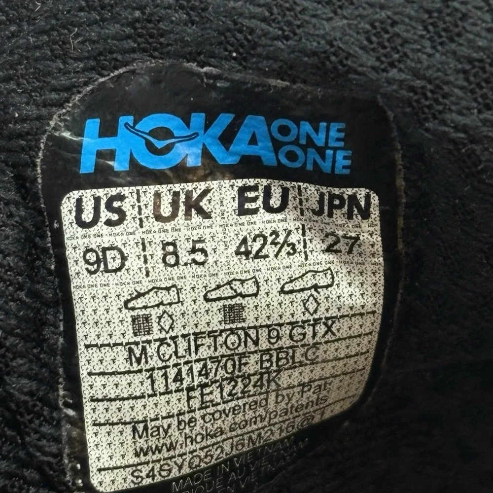 Hoka One One Clifton 9 Gore-Tex Running Shoes Men's US 9 D EU 43 1141470F BBLC